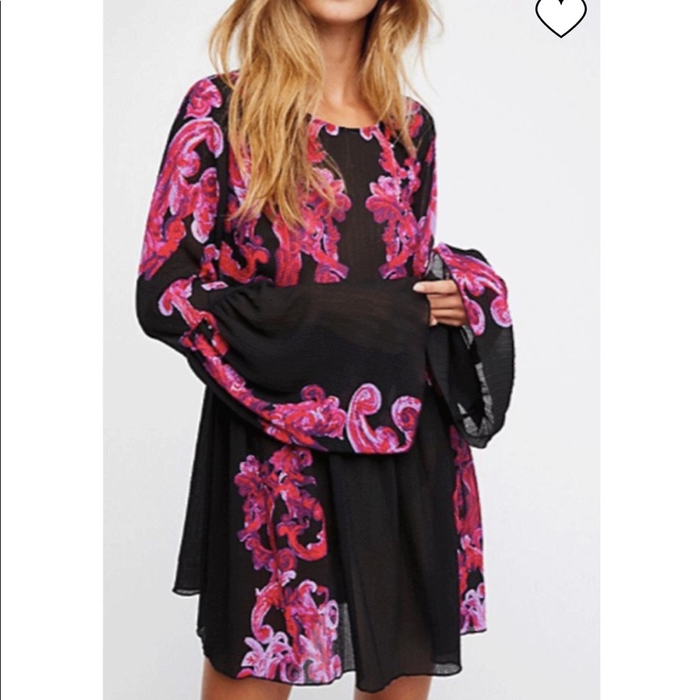 NWT FREE PEOPLE‎ PRINTED SYMPHONY LONG SLEEVE TUNIC Boho Feminine Flowy